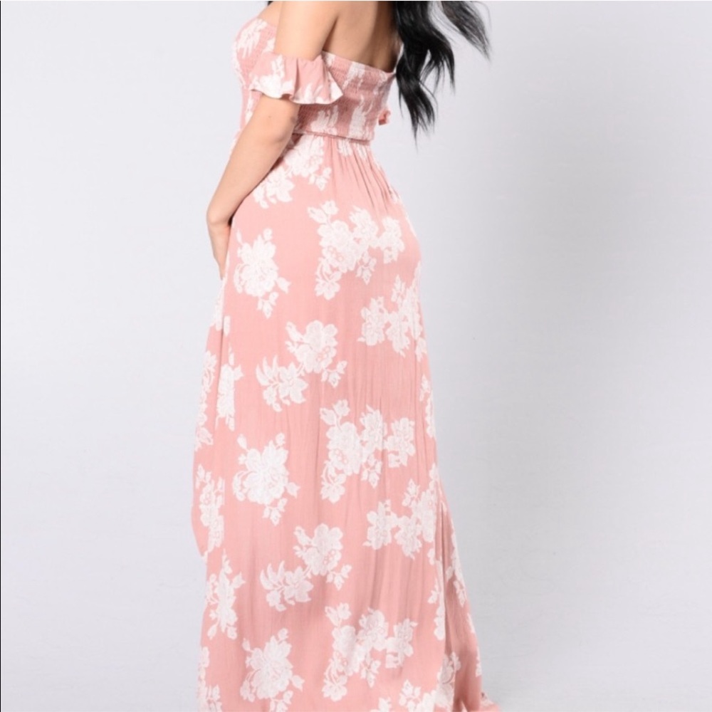 Mauve high low off the shoulder wrap maxi dress - Picture 3 of 5